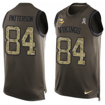 Men's Minnesota Vikings #84 Cordarrelle Patterson Green Salute to Service Hot Pressing Player Name & Number Nike NFL Tank Top Jersey