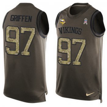 Men's Minnesota Vikings #97 Everson Griffen Green Salute to Service Hot Pressing Player Name & Number Nike NFL Tank Top Jersey