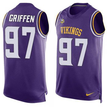Men's Minnesota Vikings #97 Everson Griffen Purple Hot Pressing Player Name & Number Nike NFL Tank Top Jersey