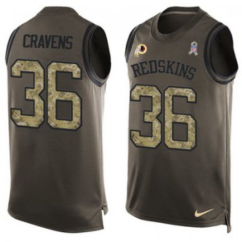 Men's Washington Redskins #36 Su'a Cravens Green Salute to Service Hot Pressing Player Name & Number Nike NFL Tank Top Jersey