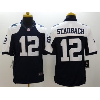 Nike Dallas Cowboys #12 Roger Staubach Blue Thanksgiving Limited Jersey