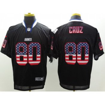 Nike New York Giants #80 Victor Cruz 2014 USA Flag Fashion Black Elite Jersey