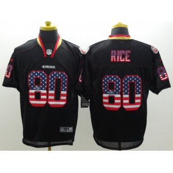 Nike San Francisco 49ers #80 Jerry Rice 2014 USA Flag Fashion Black Elite Jersey