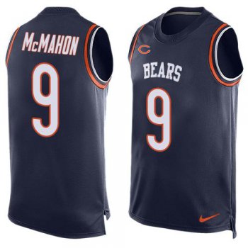 Men's Chicago Bears #9 Jim McMahon Navy Blue Hot Pressing Player Name & Number Nike NFL Tank Top Jersey