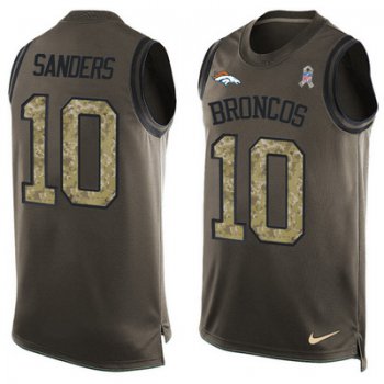 Men's Denver Broncos #10 Emmanuel Sanders Olive Green Salute To Service Hot Pressing Player Name & Number Nike NFL Tank Top Jersey