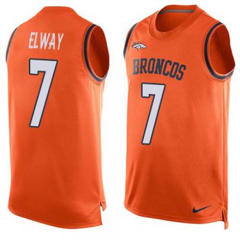 Men's Denver Broncos #7 John Elway Orange Hot Pressing Player Name & Number Nike NFL Tank Top Jersey