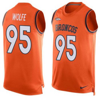 Men's Denver Broncos #95 Derek Wolfe Orange Hot Pressing Player Name & Number Nike NFL Tank Top Jersey