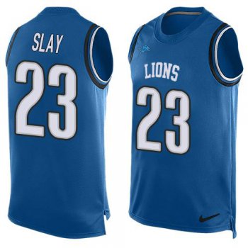 Men's Detroit Lions #23 Darius Slay Light Blue Hot Pressing Player Name & Number Nike NFL Tank Top Jersey