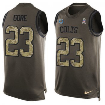Men's Indianapolis Colts #23 Frank Gore Green Salute to Service Hot Pressing Player Name & Number Nike NFL Tank Top Jersey