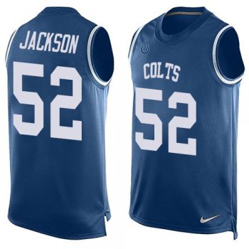 Men's Indianapolis Colts #52 D'Qwell Jackson Royal Blue Hot Pressing Player Name & Number Nike NFL Tank Top Jersey