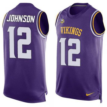 Men's Minnesota Vikings #12 Charles Johnson Purple Hot Pressing Player Name & Number Nike NFL Tank Top Jersey