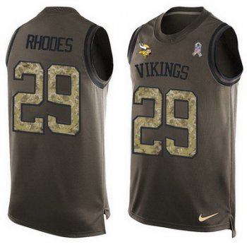 Men's Minnesota Vikings #29 Xavier Rhodes Green Salute to Service Hot Pressing Player Name & Number Nike NFL Tank Top Jersey