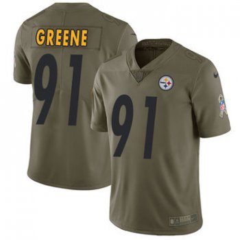 Nike Pittsburgh Steelers #91 Kevin Greene Olive Men's Stitched NFL Limited 2017 Salute to Service Jersey