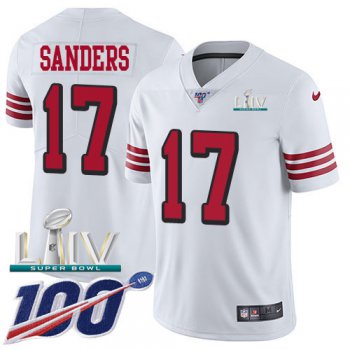 Nike 49ers #17 Emmanuel Sanders White Super Bowl LIV 2020 Rush Youth Stitched NFL Limited 100th Season Jersey