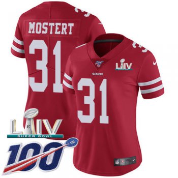 Nike 49ers #31 Raheem Mostert Red Super Bowl LIV 2020 Team Color Women's Stitched NFL 100th Season Vapor Untouchable Limited Jersey