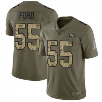 49ers #55 Dee Ford Olive Camo Men's Stitched Football Limited 2017 Salute To Service Jersey