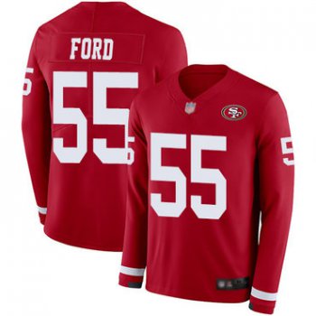 49ers #55 Dee Ford Red Team Color Men's Stitched Football Limited Therma Long Sleeve Jersey
