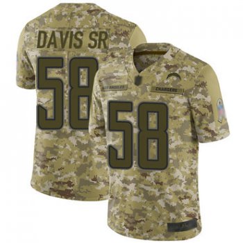 Chargers #58 Thomas Davis Sr Camo Men's Stitched Football Limited 2018 Salute To Service Jersey