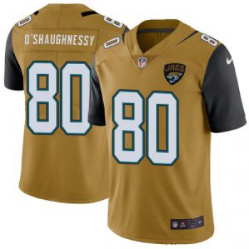 Nike #80 James O'Shaughnessy Jacksonville Jaguars Men's Limited Gold Color Rush Vapor Untouchable Jersey
