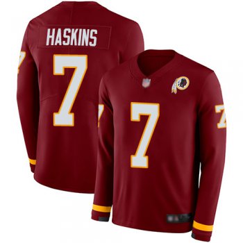 Redskins #7 Dwayne Haskins Burgundy Red Team Color Men's Stitched Football Limited Therma Long Sleeve Jersey