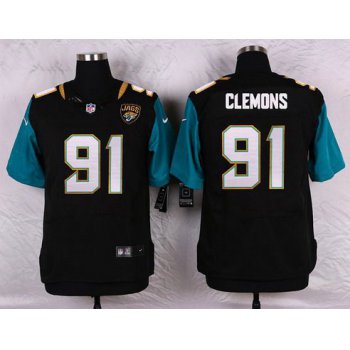 Men's Jacksonville Jaguars #91 Chris Clemons Black Team Color NFL Nike Elite Jersey