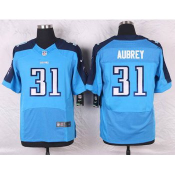Men's Tennessee Titans #31 Josh Aubrey Light Blue Team Color NFL Nike Elite Jersey