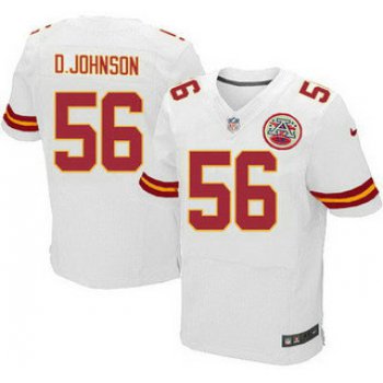 Men's Kansas City Chiefs #56 Derrick Johnson White Road NFL Nike Elite Jersey