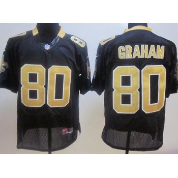 Nike New Orleans Saints #80 Jimmy Graham Black Elite Jersey