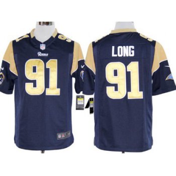 Nike St. Louis Rams #91 Chris Long Navy Blue Game Jersey