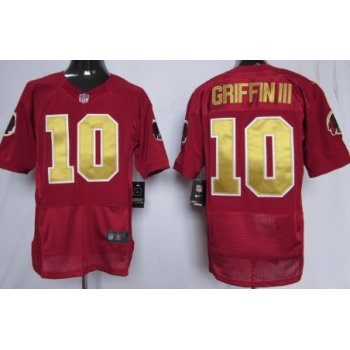 Nike Washington Redskins #10 Robert Griffin III Red With Gold Elite Jersey