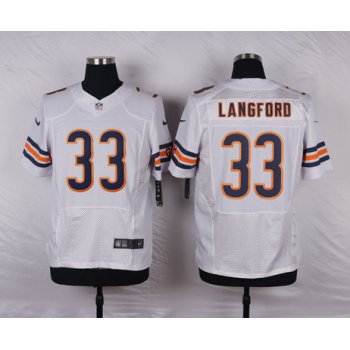 Men's Chicago Bears #33 Jeremy Langford White Road NFL Nike Elite Jersey