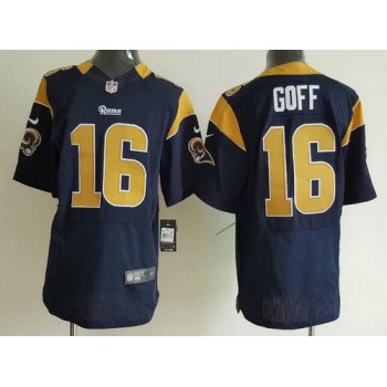 Men's Los Angeles Rams #16 Jared Goff Navy Blue Team Color NFL Nike Elite Jersey