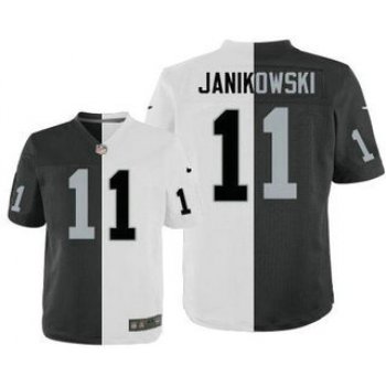 Men's Oakland Raiders #11 Sebastian Janikowski Black With White Two Tone Elite Jersey