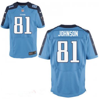 Men's Tennessee Titans #81 Andre Johnson Light Blue Team Color Stitched NFL Nike Elite Jersey