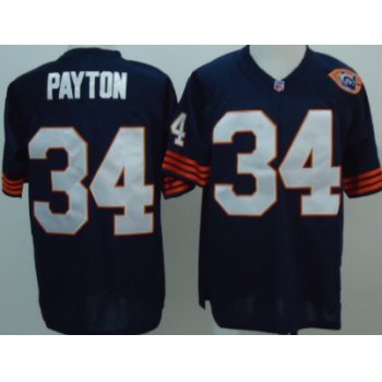 Chicago Bears #34 Walter Payton Blue Throwback With Bear Patch Jersey