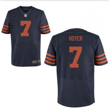 Men's Chicago Bears #7 Brian Hoyer Navy Blue With Orange Alternate NFL Nike Elite Jersey