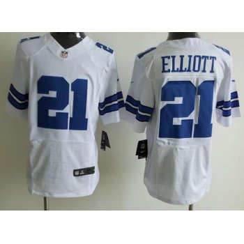 Men's Dallas Cowboys #21 Ezekiel Elliott White Road NFL Nike Elite Jersey