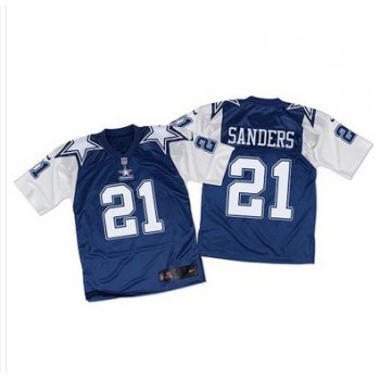 Nike Cowboys #21 Deion Sanders Navy BlueWhite Throwback Men's Stitched NFL Elite Jersey