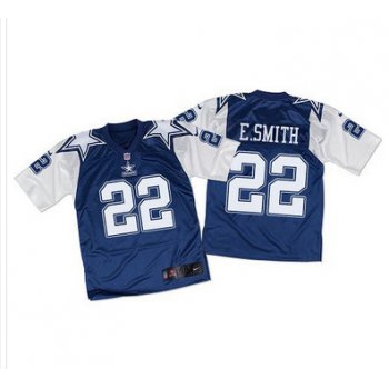 Nike Cowboys #22 Emmitt Smith Navy BlueWhite Throwback Men's Stitched NFL Elite Jersey