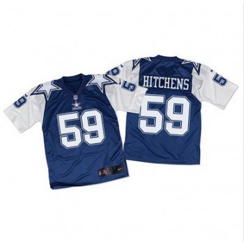 Nike Cowboys #59 Anthony Hitchens Navy BlueWhite Throwback Men's Stitched NFL Elite Jersey