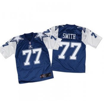 Nike Cowboys #77 Tyron Smith Navy BlueWhite Throwback Men's Stitched NFL Elite Jersey