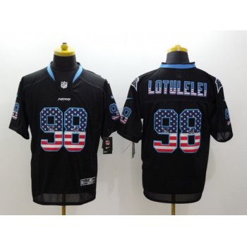 Nike Carolina Panthers #98 Star Lotulelei 2014 USA Flag Fashion Black Elite Jersey