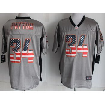 Nike Chicago Bears #34 Walter Payton 2014 USA Flag Fashion Gray Elite Jersey
