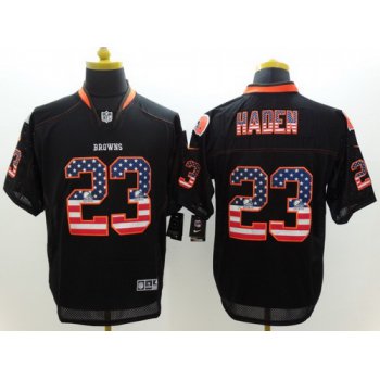 Nike Cleveland Browns #23 Joe Haden 2014 USA Flag Fashion Black Elite Jersey