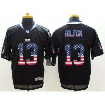 Nike Indianapolis Colts #13 T.Y. Hilton 2014 USA Flag Fashion Black Elite Jersey