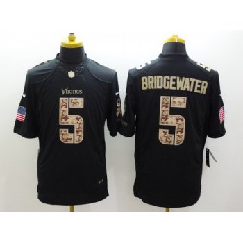 Nike Minnesota Vikings #5 Teddy Bridgewater Salute to Service Black Limited Jersey