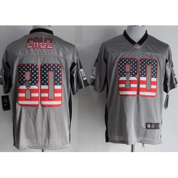 Nike New York Giants #80 Victor Cruz 2014 USA Flag Fashion Gray Elite Jersey