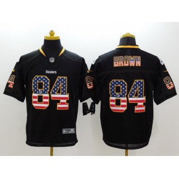 Nike Pittsburgh Steelers #84 Antonio Brown 2014 USA Flag Fashion Black Elite Jersey