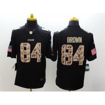 Nike Pittsburgh Steelers #84 Antonio Brown Salute to Service Black Limited Jersey