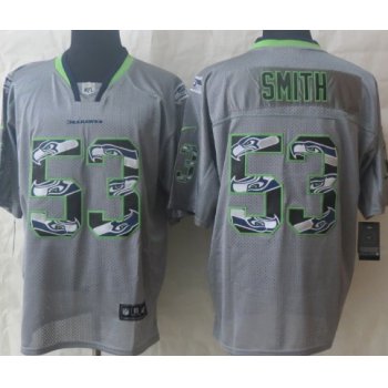 Nike Seattle Seahawks #53 Malcolm Smith Lights Out Gray Ornamented Elite Jersey